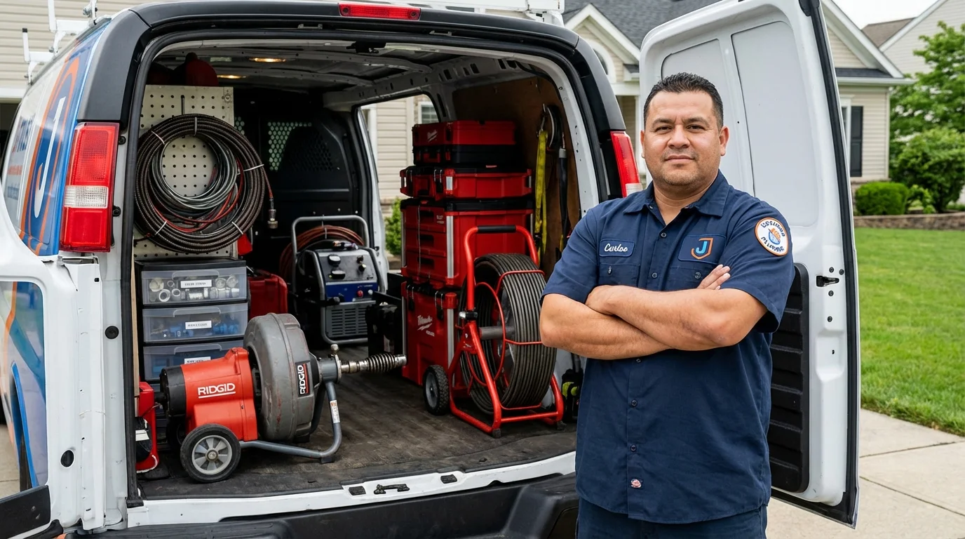 Professional drain cleaning equipment and Johns Plumbing LLC plumber in Mannington