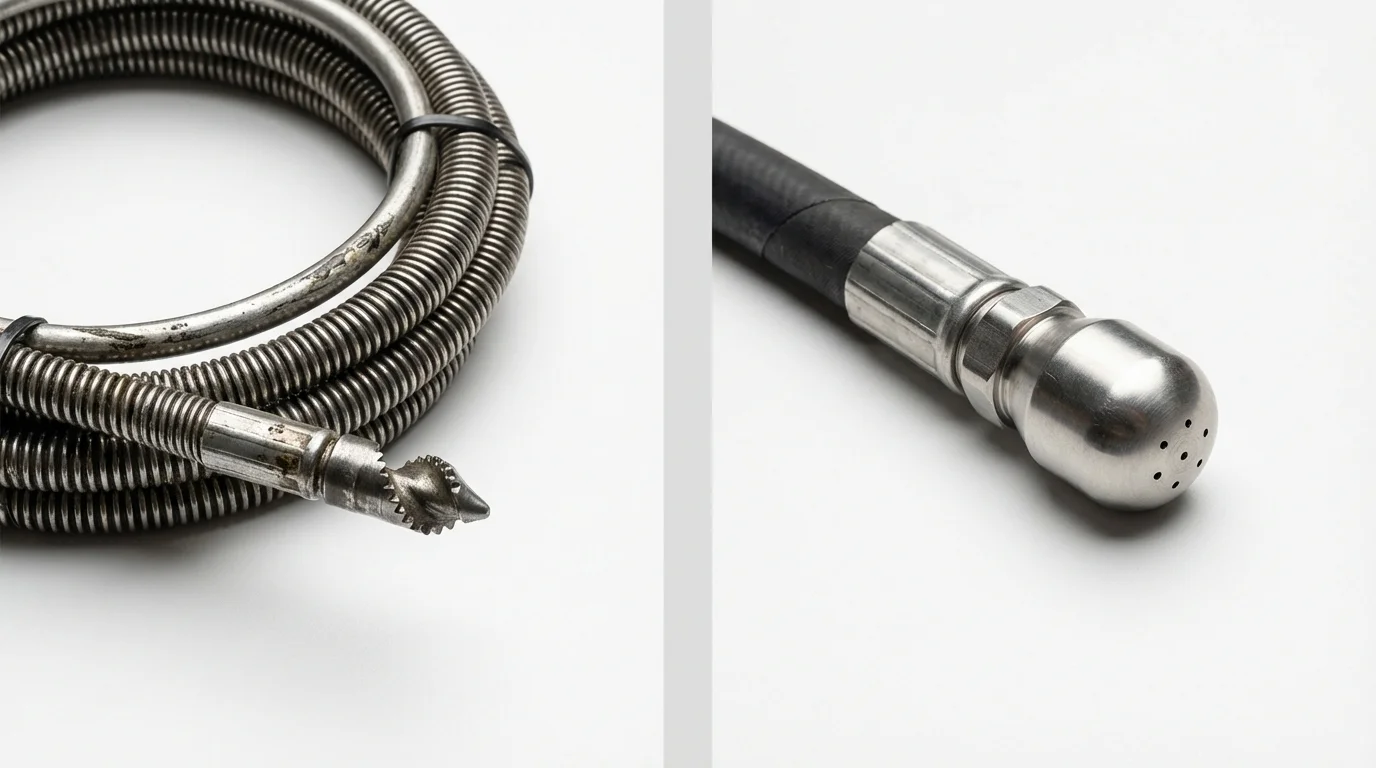 Drain snake cable and hydro jetting nozzle used for drain cleaning in Mannington, WV