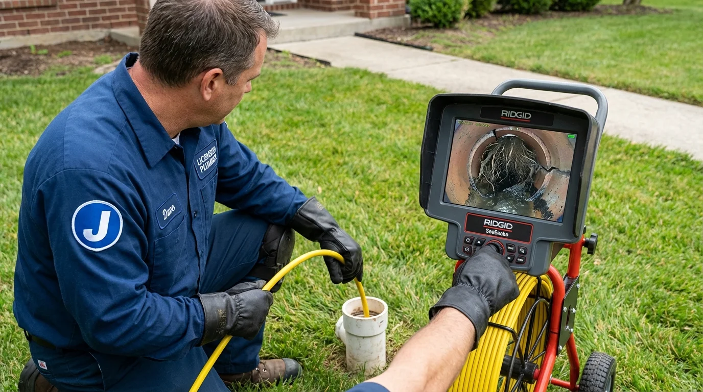 Sewer camera inspection being performed by Johns Plumbing LLC in Mannington